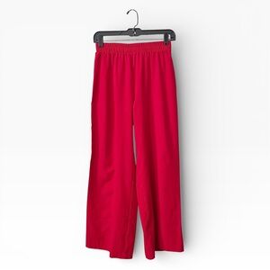 Shein Red High Waisted Red Pants Women's Size S Petite Wide Leg Elastic Pull On